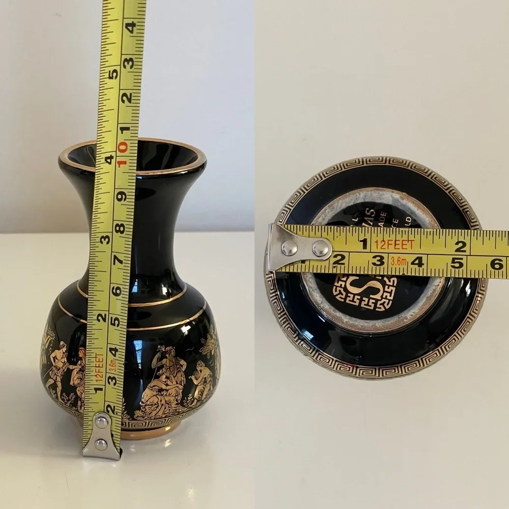 Special Fintias Black & Gold Greek Mythology Handmade Mini Vase in 24k Gold